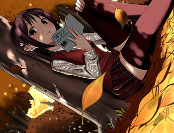 Studying under the Tree, reading, cute, girl, looking, learn, book, study, student, autumn, school, sittin HD wallpaper