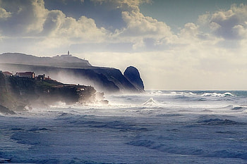 Huge breakwater, waves, nature HD wallpaper