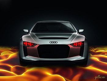 Audi quatro concept, cool, amaizing, fire, car HD wallpaper