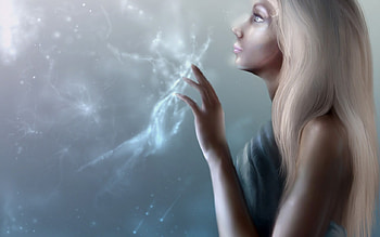 Electric woman, blond, abstract, fantasy, electricity, girl, woman HD wallpaper