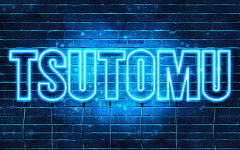 Happy Birtay Tsutomu, , blue neon lights, Tsutomu name, creative, Tsutomu Happy Birtay, Tsutomu Birtay, popular japanese male names, with Tsutomu name, Tsutomu HD wallpaper