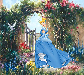 cindrella accompanied with flowers, gardens, flowers, cindrella, painting HD wallpaper