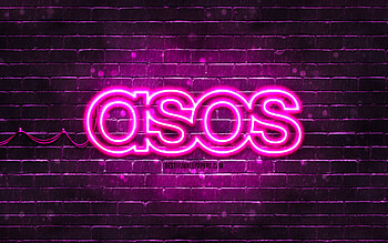 ASOS purple logo, , purple brickwall, ASOS logo, brands, ASOS neon logo, ASOS HD wallpaper