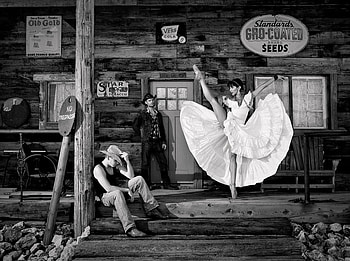 WILD WEST, cowboys, dancer, graphy, saloon, bw, ballet, ballerina HD wallpaper