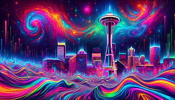 Vibrant Space Needle, Space Needle, Seattle, vibrant colors, Abstract, cityscape HD wallpaper