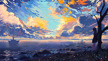 My Secret Alone Time Sea Shore Clouds Silence Digital Art , alone, artist, artwork, digital-art, boat, deviantart HD wallpaper