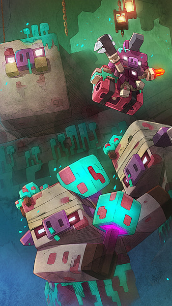 Minecraft Legends - The Hunger, video game, Minecraft Legends, Minecraft, pixel art, fantasy HD phone wallpaper