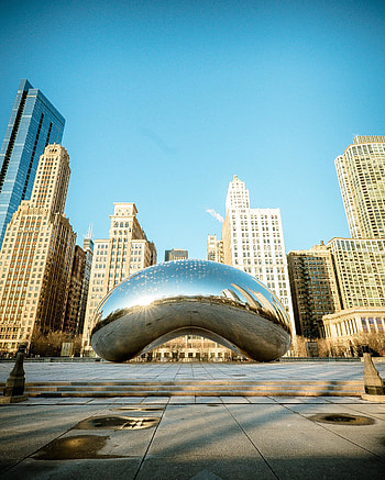 Giant clouds, Cloud Gate, buildings, Chicago HD phone wallpaper