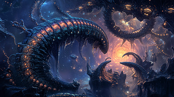 Sci-Fi: Alien Encounter in a Cosmic Landscape, Sci Fi, alien encounter, alien landscape, Science Fiction HD wallpaper