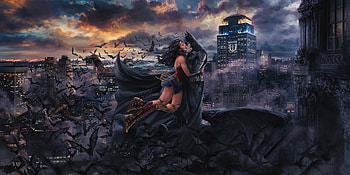 Wonder Woman Bat Love , wonder-woman, batman, superheroes, artist, artwork, digital-art, artstation HD wallpaper