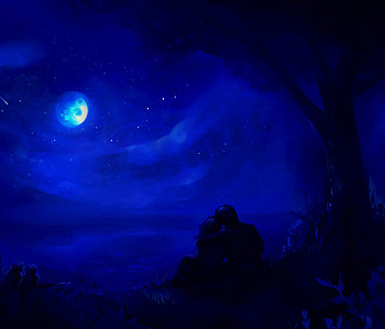 Sky, Night, Love, Dark, Couple, Pair, Silhouettes HD wallpaper