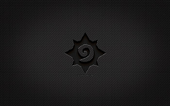 Hearthstone carbon logo, , grunge art, carbon background, creative, Hearthstone black logo, online games, Hearthstone logo, Hearthstone HD wallpaper