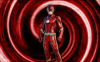 The Flash, red grunge background, Fortnite, vortex, Fortnite characters, The Flash Skin, Fortnite Battle Royale, The Flash Fortnite HD wallpaper