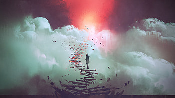 The Broken Path, artist, artwork, digital-art, clouds HD wallpaper