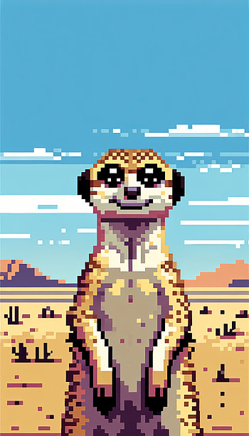 Meerkat Desert Watch Pixel Art, pixel art, desert, Animal, Wildlife HD phone wallpaper