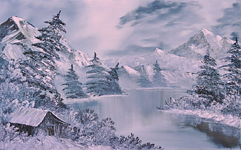 Frozen nature, Winter, pine, Forest, Cabin, Snow, Tree, Mountain, River HD wallpaper