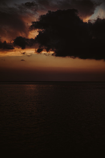 Sea, Twilight, Clouds, Horizon, Dark, Dusk HD phone wallpaper