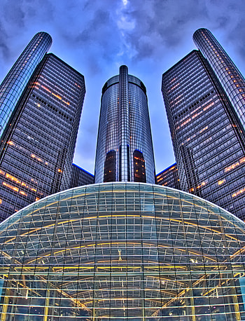 Sky, Building, Miscellanea, Miscellaneous, Glass, Bottom View HD phone wallpaper