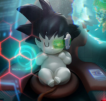 Goku, sweet, art, baby, black hair, earth, anime, boy, pretty, 3D, lovely, spaceship, saiyan HD wallpaper