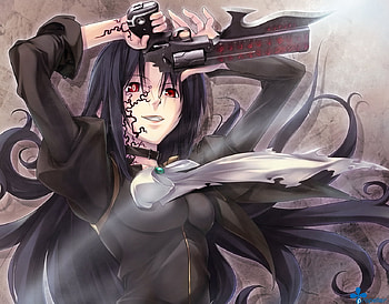 Anime, black, red, gun, tatto HD wallpaper