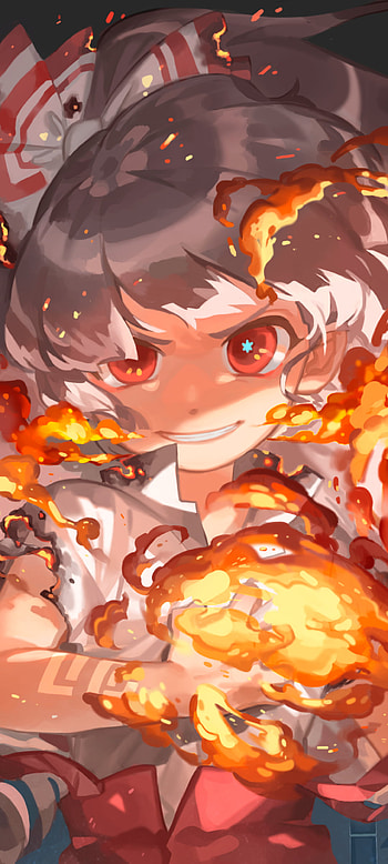 Fiery Fujiwara no Mokou – Dynamic Touhou Anime , Anime, Touhou HD phone wallpaper
