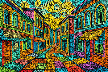Vibrant Street Ultra – Colorful Urban Art Scene, colorful, street, building, Abstract HD wallpaper