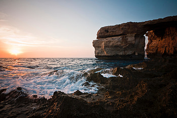 Arch, rocks, coast, sea, sea waves HD wallpaper