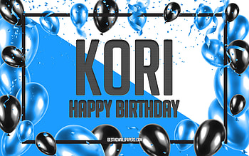 Happy Birtay Kori, Birtay Balloons Background, Kori, with names, Kori Happy Birtay, Blue Balloons Birtay Background, Kori Birtay HD wallpaper