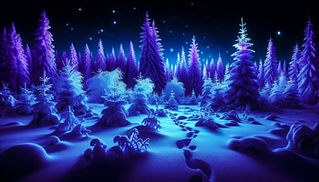 Enchanted Winter Wonderland, winter scene, winter, snowy forest, Stars, night, winter night HD wallpaper