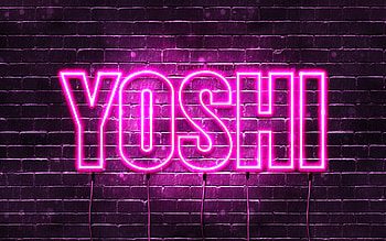 Happy Birtay Yoshi, , pink neon lights, Yoshi name, creative, Yoshi Happy Birtay, Yoshi Birtay, popular japanese female names, with Yoshi name, Yoshi HD wallpaper