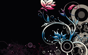 Patterns, Flowers, Leaves, Vector, Plant, Dark Background HD wallpaper