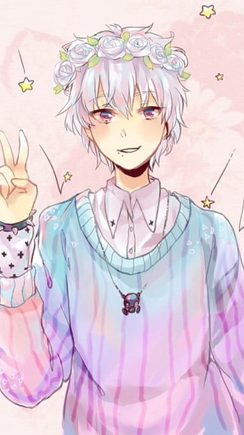 Anime Cute Boy, Pink Background HD phone wallpaper