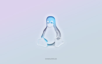 Linux logo, cut out 3d text, white background, Linux 3d logo, Linux emblem, Linux, embossed logo, Linux 3d emblem HD wallpaper