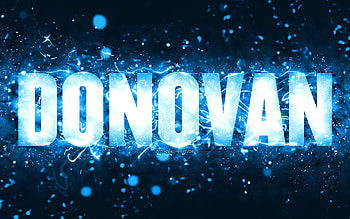 Happy Birtay Donovan, , blue neon lights, Donovan name, creative, Donovan Happy Birtay, Donovan Birtay, popular american male names, with Donovan name, Donovan HD wallpaper