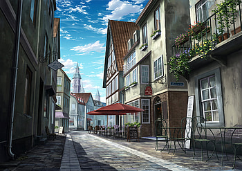 Anime, Towns HD wallpaper