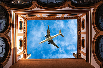 Sky, Architecture, Building, Miscellanea, Miscellaneous, Plane, Airplane, Bottom View HD wallpaper
