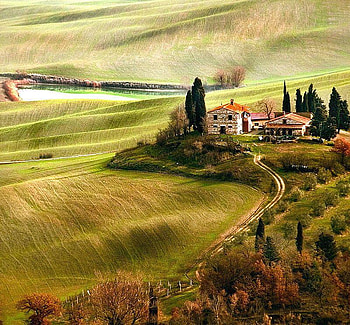 Tuscany, painting, fields, italy, nature HD wallpaper