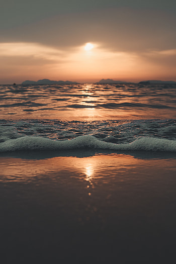 Sea, Nature, Water, Sunset, Waves, Beach HD phone wallpaper