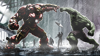 Hulkbuster Vs Hulk, hulk, super-heroes, artist HD wallpaper