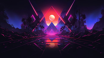 Synth Abstraction, synthwave, ai, artist, artwork, digital-art HD wallpaper