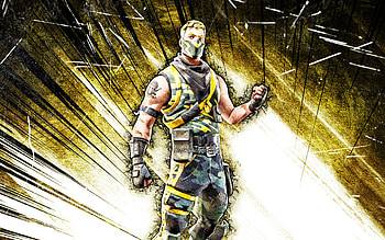 Snakepit, grunge art, Fortnite Battle Royale, Fortnite characters, yellow abstract rays, Snakepit Skin, Fortnite, Snakepit Fortnite HD wallpaper