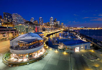 Cities, Boats, Building, Night City, Bridge, Wharf, Berth, Embankment, Quay, Seattle, Speedboats HD wallpaper