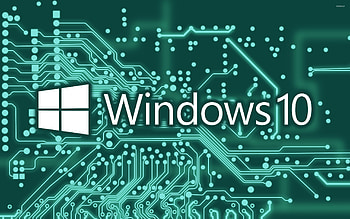 Windows 10 white text logo on a circuit board HD wallpaper