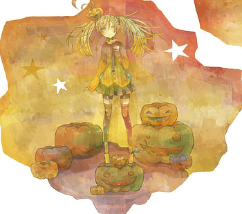Halloween, sweet, uniform, cute, girl, stars, orange, dress, beauty, anime, pretty, red, punkings HD wallpaper