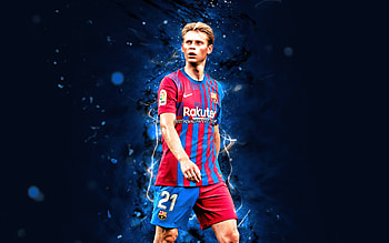 Frenkie de Jong, , FC Barcelona, 2021, dutch footballers, LaLiga, Barca, Barcelona FC, football, Frenkie de Jong , blue neon lights, soccer, Frenkie de Jong Barcelona, La Liga, FCB HD wallpaper