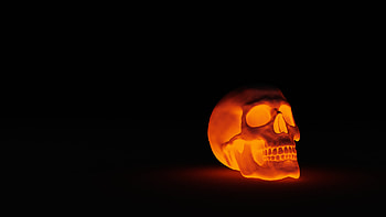 Incandescent Skull, Orange (Color), Flame HD wallpaper