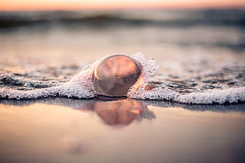 Sand, Coast, Miscellanea, Miscellaneous, Ball, Wave, Bubble HD wallpaper