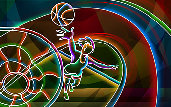 3D neon colorful, colorful, neon, color, basketball, sport HD wallpaper