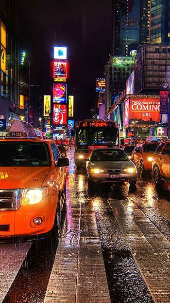 Taxi cab, Urban transportation, City streets, Fast-paced life HD phone wallpaper