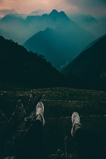 Mountains, Night, Dark, Legs, Elevation HD phone wallpaper